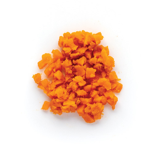 Chopped food with more lumps