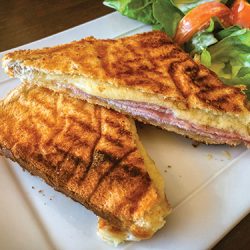 Grilled cheese and ham sandwich